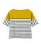 Women's short-sleeved stripy breton top BAMBOO yellow/MARSHMALLOW white/SMOKING