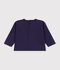 Babies' long-sleeved plain cotton T-shirt with a little motif SOIR