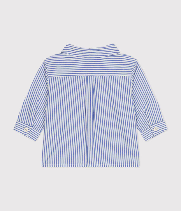 Babies' Striped Poplin Shirt blue/white