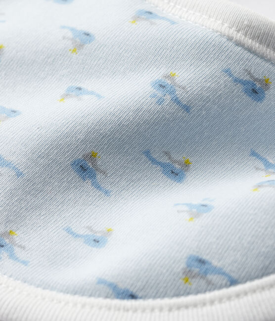 Rib knit baby bibs FRAICHEUR blue/MULTICO white