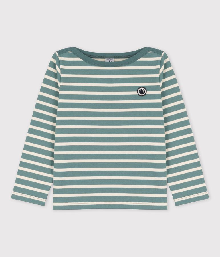 Unisex Children's Striped Cotton Top green/ecru