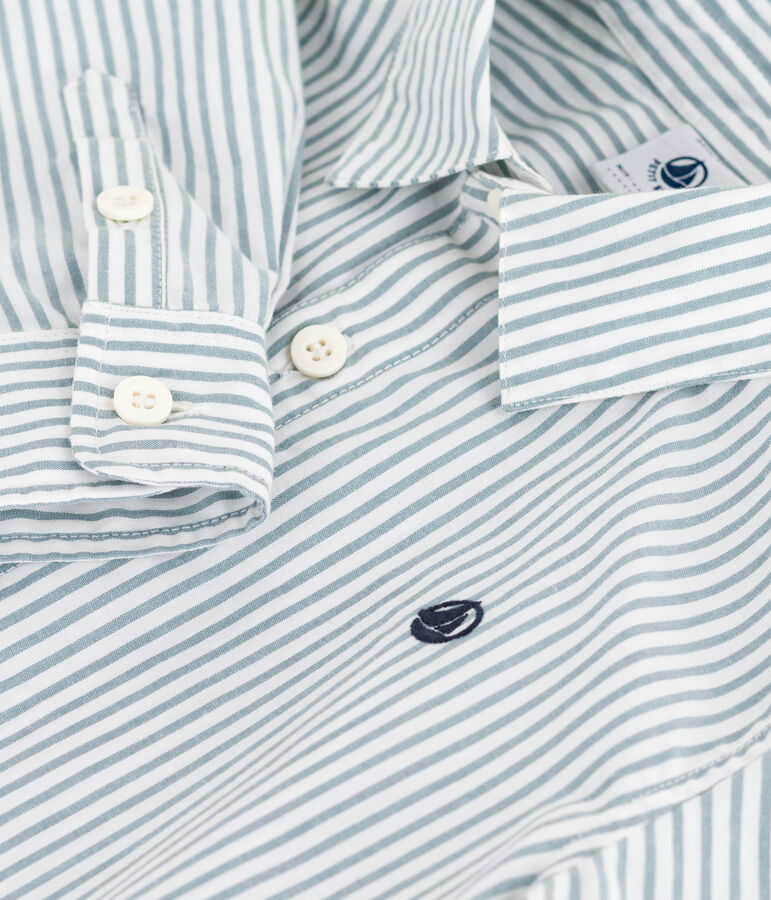 Children's stripy cotton shirt Ecru/blue