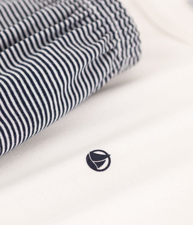 Boys' Pinstriped Short Cotton Pyjamas blue/white