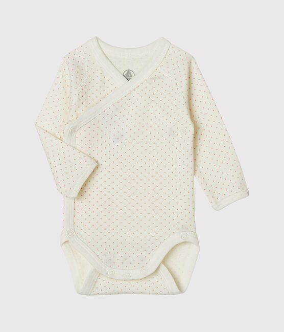 Newborn Babies' Long-Sleeved Bodysuit MARSHMALLOW white/CHARME pink