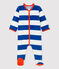 Babies' Blue Striped Velour Sleepsuit MAJOR /MONTELIMAR