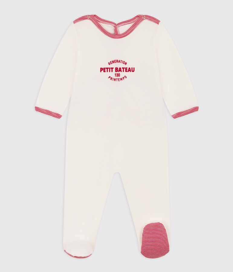 Babies' 130 Years Velour Sleepsuit white