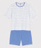 Women's Short Cotton Pyjamas MARSHMALLOW white/PERSE blue