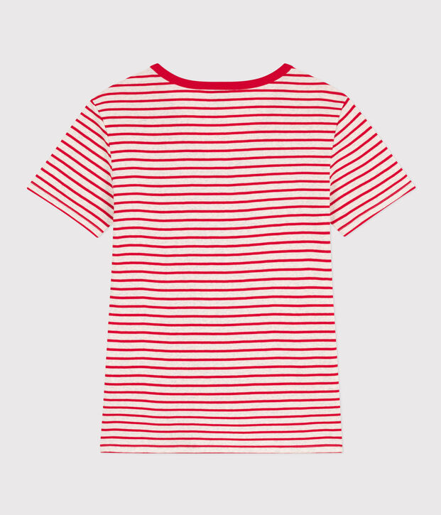 Women's Iconic Cotton V-Neck T-Shirt beige/red
