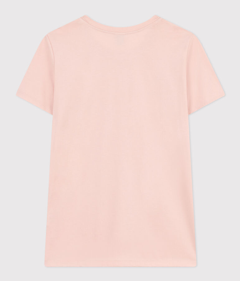 Women's Straight Round-Neck Cotton T-Shirt pink