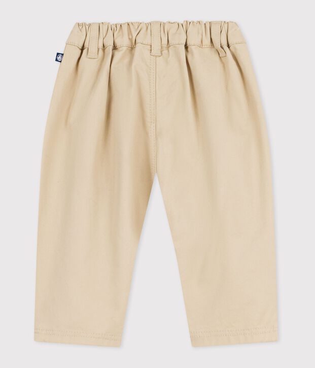 Babies' plain twill trousers beige
