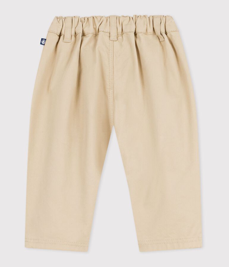 Babies' plain twill trousers beige
