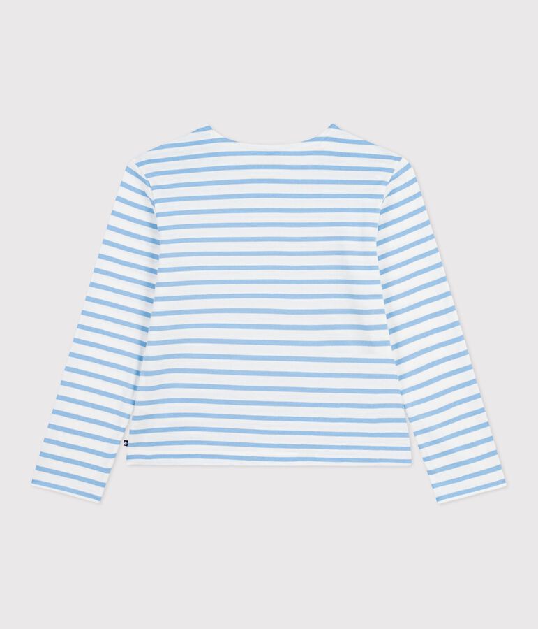Women's stripy cotton Breton top white/blue