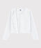 Girls' Cotton Cardigan MARSHMALLOW white/ARGENT grey