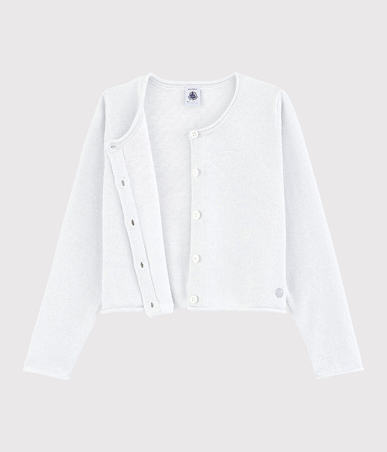 Girls' Cotton Cardigan white/grey