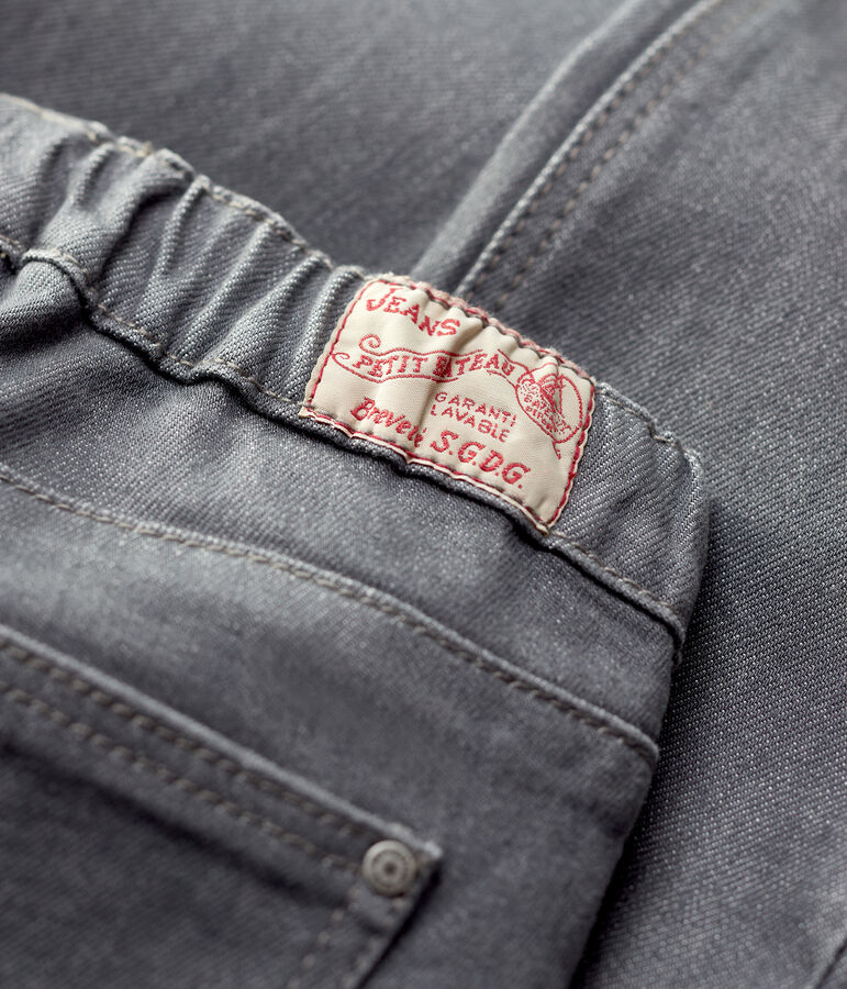 Girls' Denim Slim-Fit Trousers grey/DARK GREY