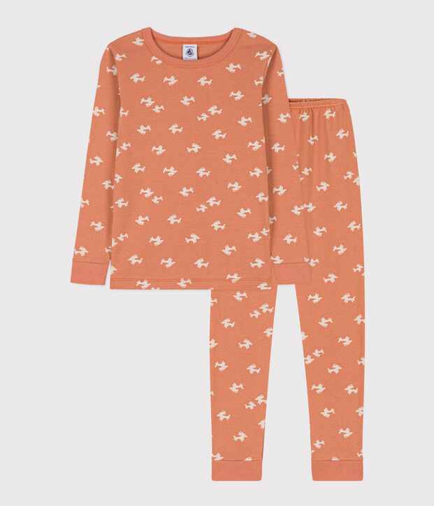 Girls' Snugfit Cotton Pyjamas pink/ecru