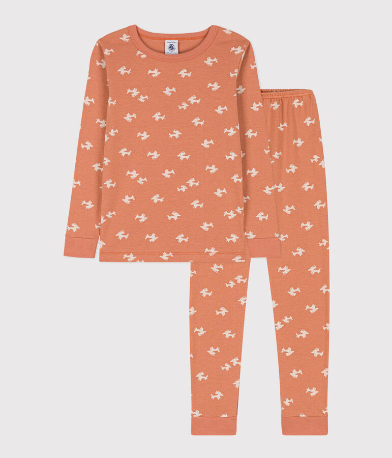 Girls' Snugfit Cotton Pyjamas pink/ecru