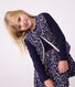 Children's sleeveless cardigan in printed cotton poplin and sherpa