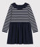 Girls' Long-Sleeved Dual-Material Dress SMOKING blue/ARGENT