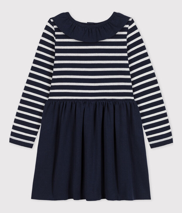 Girls' Long-Sleeved Dual-Material Dress blue/grey