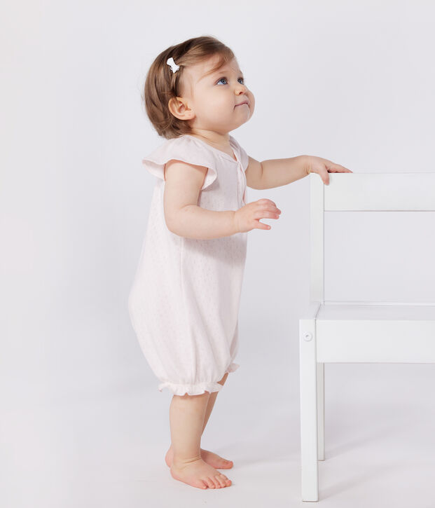 Babies' short plain cotton jumpsuit FLEUR