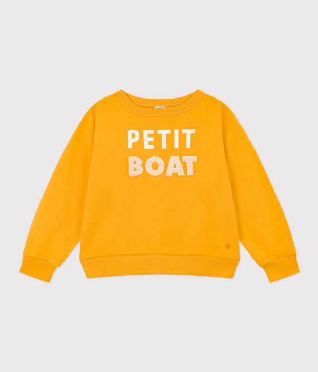 Printed fleece sweatshirt for girls/boys yellow