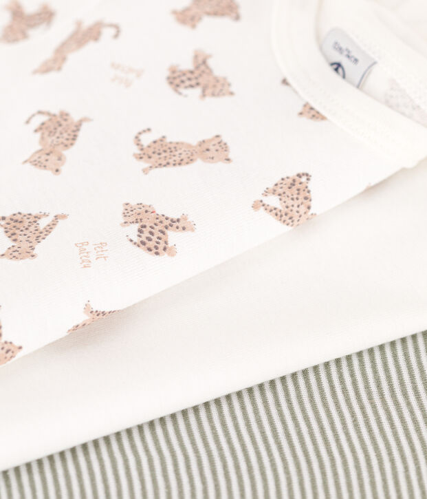 Short-Sleeved Cotton Leopard Bodysuits - Pack of 3 multicolor