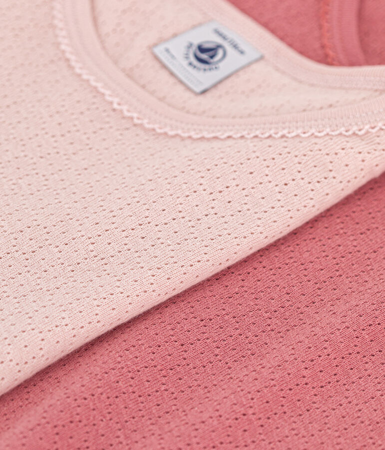 Children's plain openwork T-shirt's - 2-pack multicolor