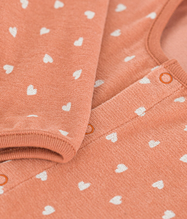 Babies' Patterned Velour Pyjamas SIENNA /MARSHMALLOW