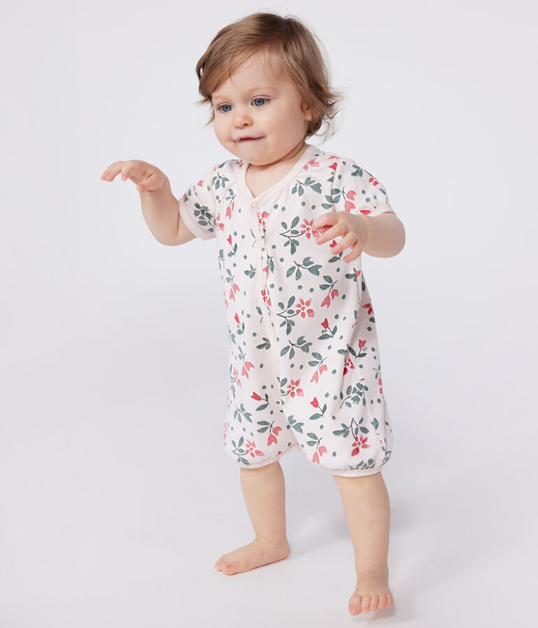 Babies' short floral cotton jumpsuits - 2-Pack multicolor