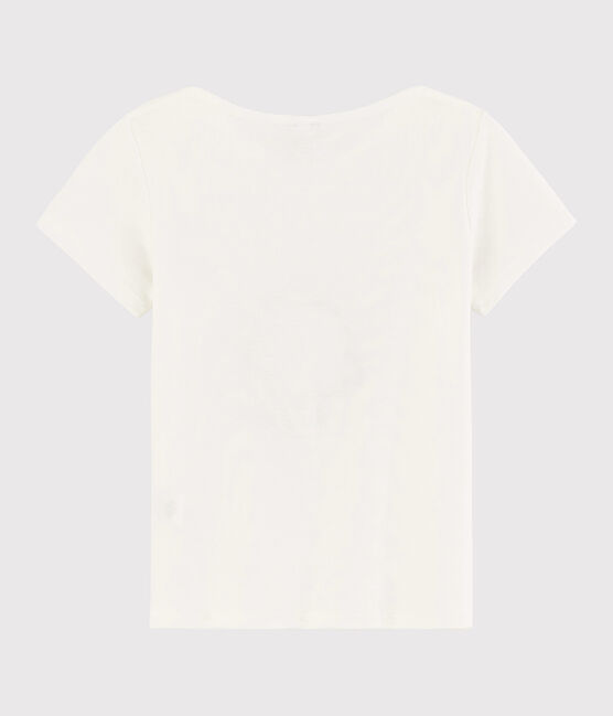 Girls' Short-Sleeved Cotton T-Shirt MARSHMALLOW white