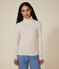 Women's iconic roll neck T-shirt in decorative rib knit MONTELIMAR CHINE beige
