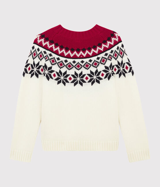 Boys' Wool and Cotton Pullover MARSHMALLOW white/MULTICO white
