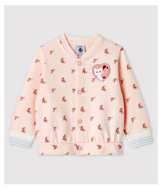 Baby Girls' Print Fleece Baseball Jacket FLEUR pink/MULTICO white