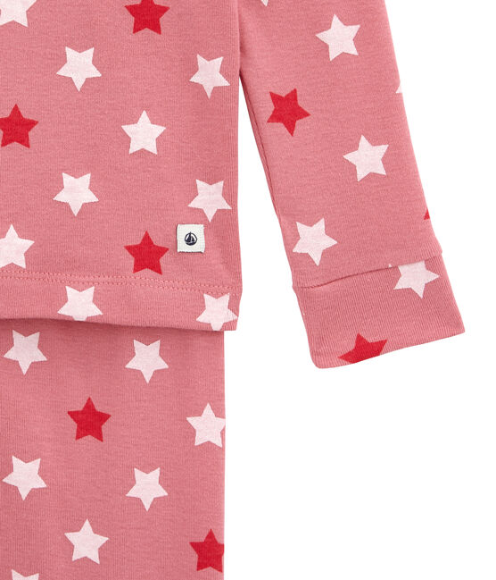 Little girl's fitted pyjamas. CHEEK pink/MULTICO white