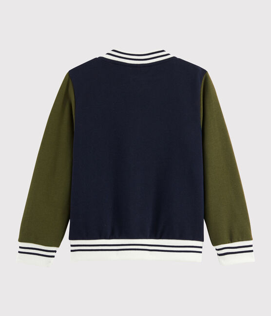 Boys' Baseball Jacket SMOKING blue/MILITARY green