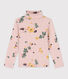 Girls' Floral Print Cotton Polo Neck