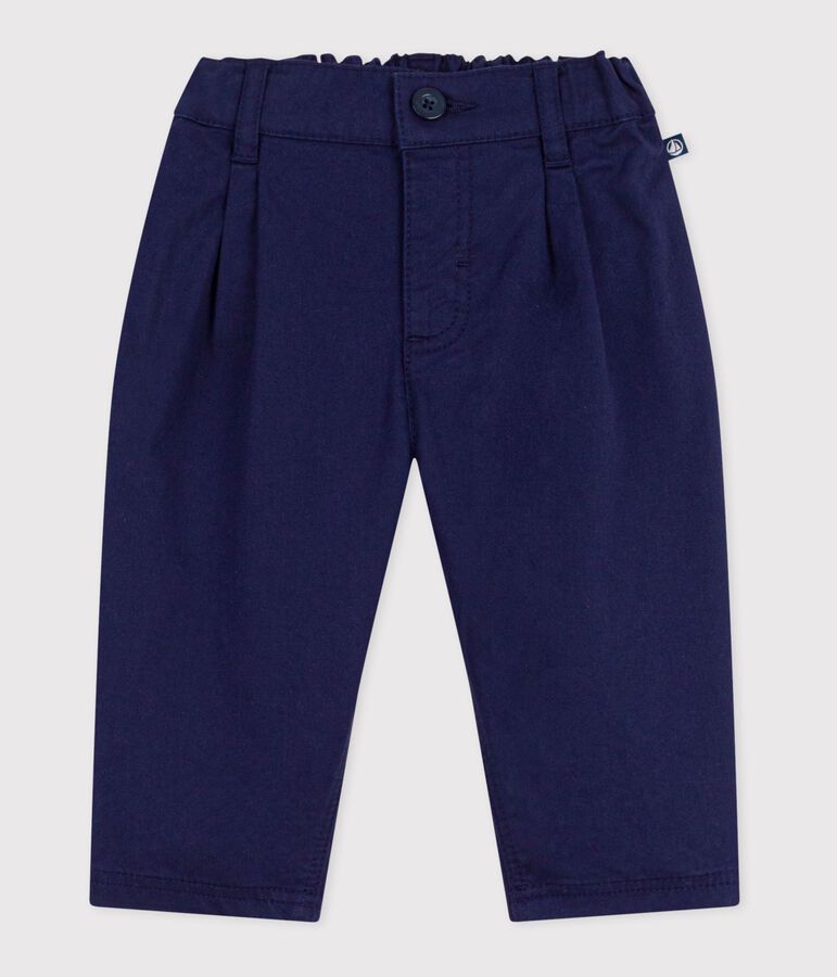 Babies' plain twill trousers SOIR blue