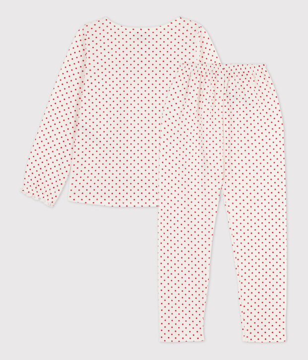 Girls' Starry Cotton Pyjamas white/red