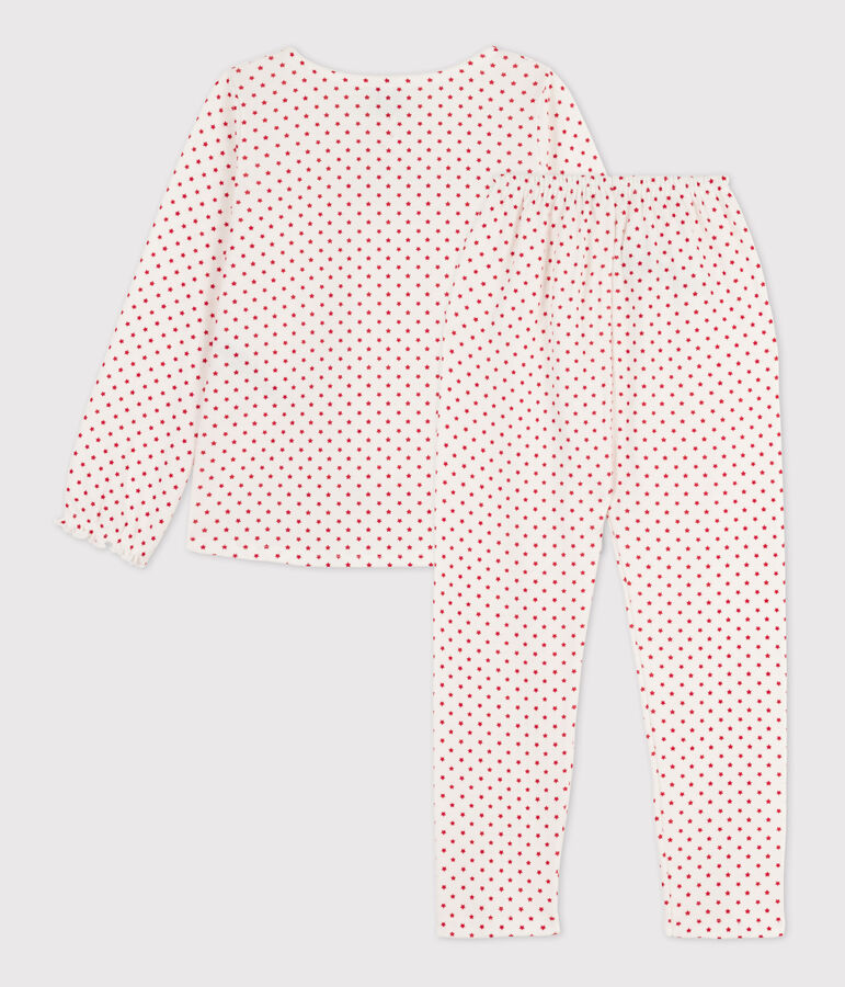 Girls' Starry Cotton Pyjamas white/red