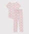 Children's printed cotton pyjamas with short sleeves and long legs MARSHMALLOW white/MULTICO white