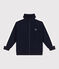 Children's zipped stand-up collar sweatshirt in plain cotton SMOKING blue