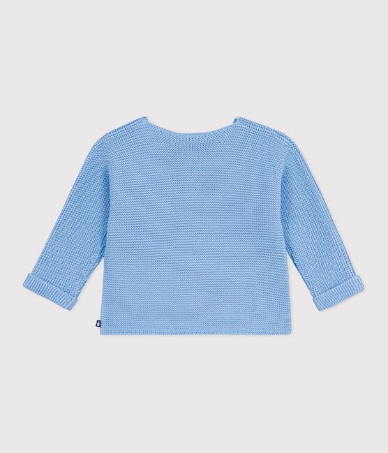 Babies' moss stitch cotton cardigan FLO blue