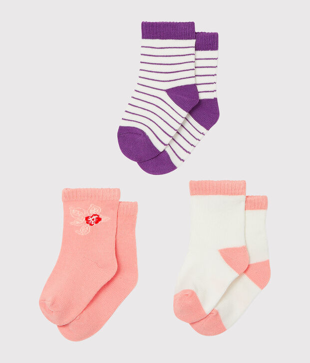 Set of 3 pairs of socks for baby girls multicolor