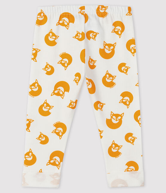 Baby boy's plain fleece trousers MARSHMALLOW white/BOUDOR yellow