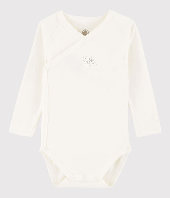 Unisex Babies' Short-Sleeved Wrapover Bodysuit MARSHMALLOW white