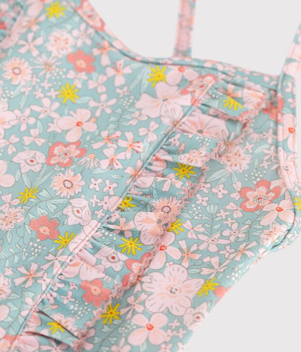 Children's one-piece floral swimsuit blue/multicolor