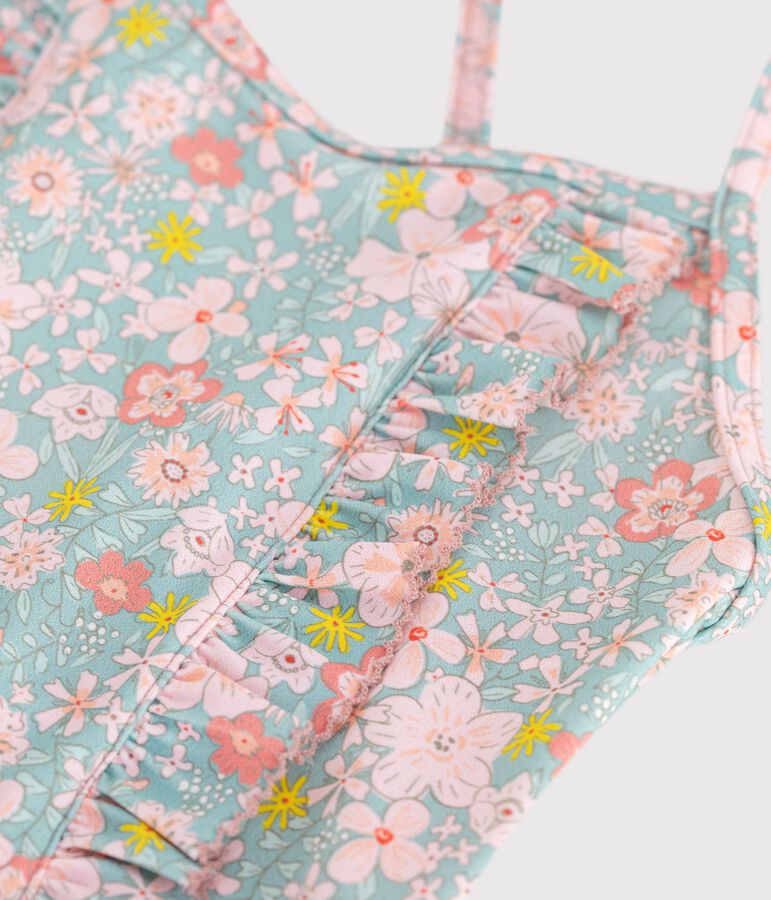 Children's one-piece floral swimsuit blue/multicolor