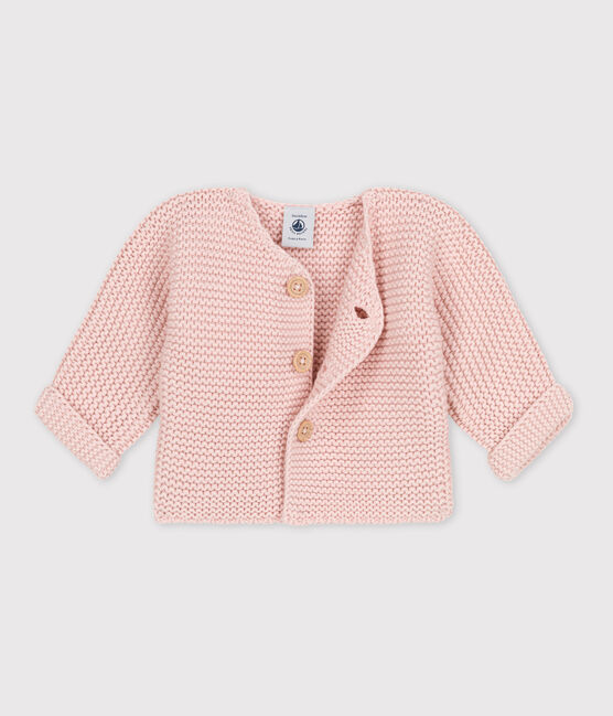 Babies' Moss Stitch Cotton Cardigan SALINE pink