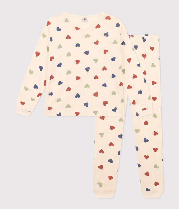 Women's Heart-pattern Cotton Pyjamas Ecru/multicolor